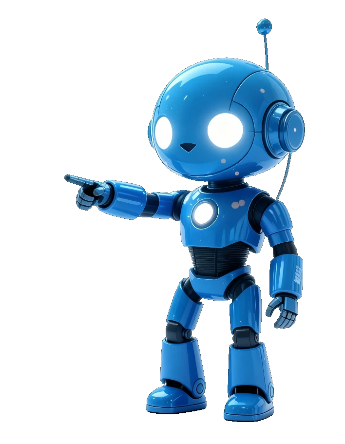 Immi mascot pointing